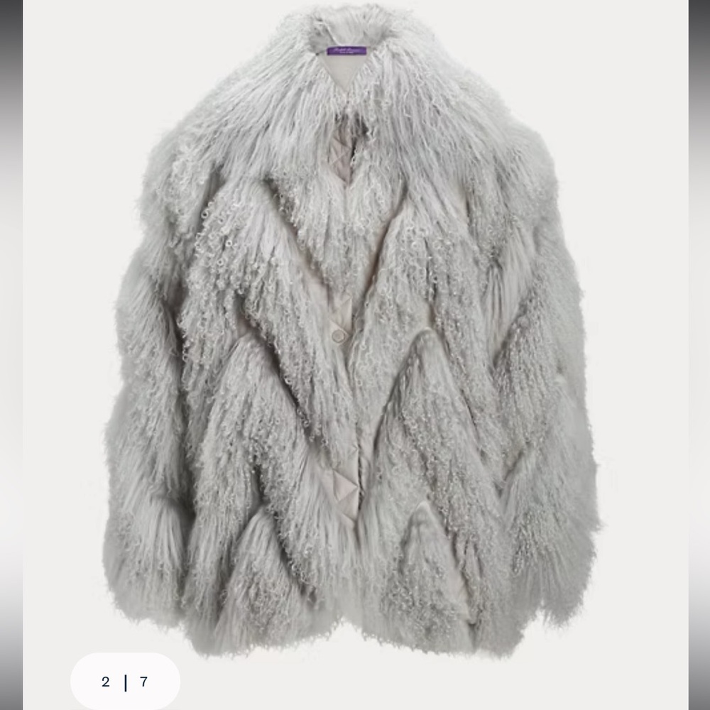 Ralph Lauren Fall Grey Reversible Lamb Fur Coat - size 8 - Picture 2 of 10